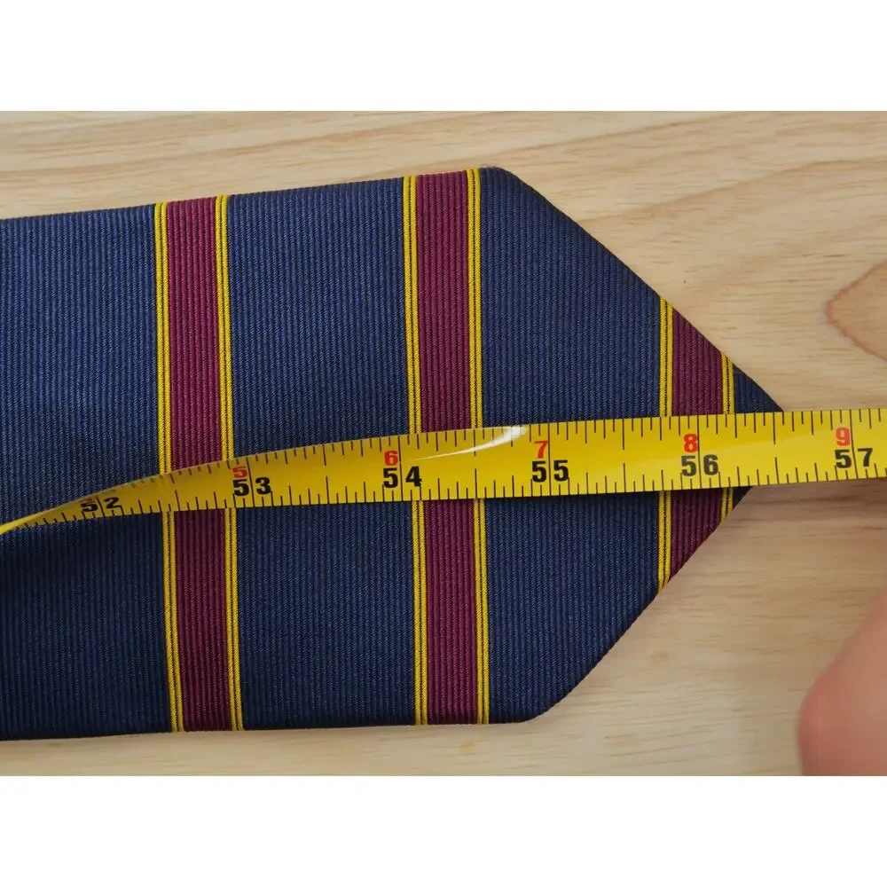 Brooks Brothers Makers Tie 100% Silk Blue Purple Yellow Repp USA 56.5x3.75